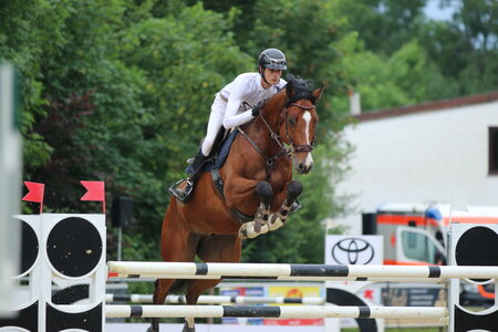 Mit FBW Cailean springt Marian Müller zum Sieg in Winnenden | © Leonie Wolff