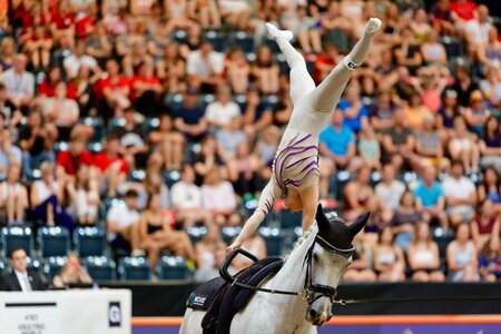 Alice Layher sichert sich bei der WM der Einzelvoltigierer Bronze. | © Julian Spilker