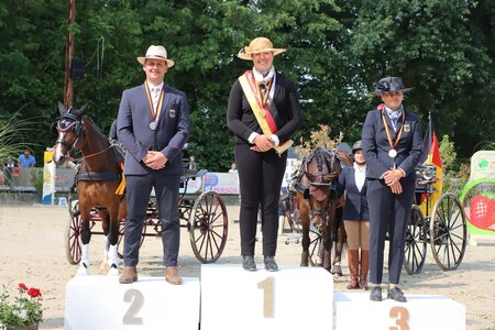 Jens Motteler gelingt es mit seiner Calida nach einem Sieg im Kegelfahren den Vize-Titel in der Deutschen Meisterschaft der Einspänner Pferde zu sichern. | © Herbert Rauser