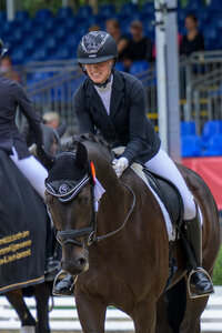 DSP Birkhof's Elocin und Anna Casper trabten bei den fünfjährigen Dressurpferden direkt ins Finale. | © Equitaris DSP Birkhof's Elocin und Anna Casper trabten bei den fünfjährigen Dressurpferden direkt ins Finale. | © Equitaris